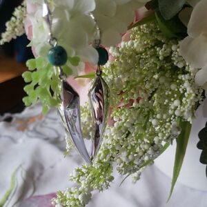 Silver and Turquoise Dangle Earrings 3" Long